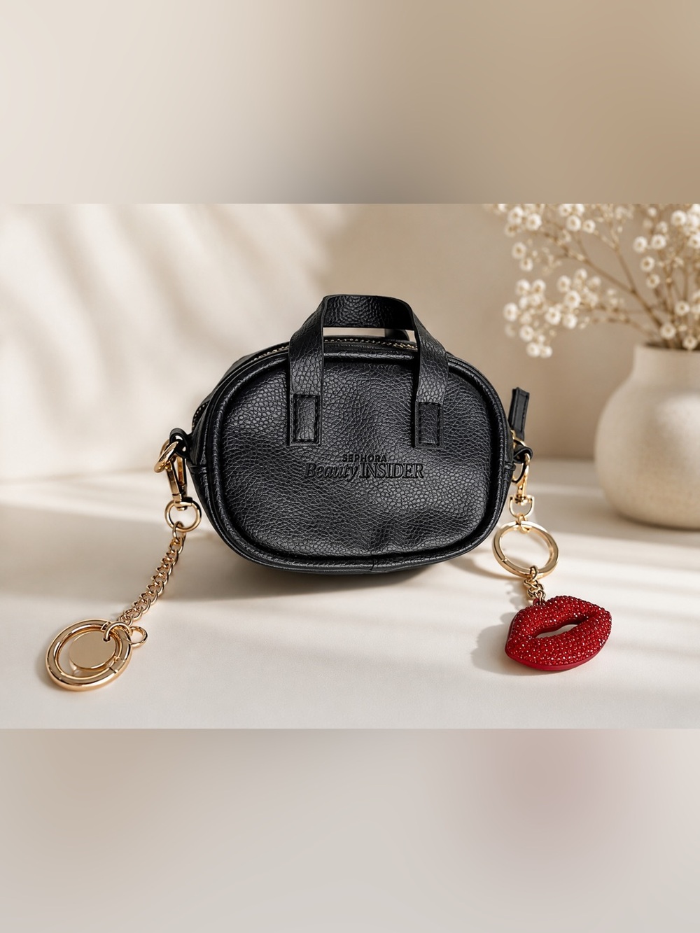 Sephora Mini Bag with Red Lip Charm NWOT